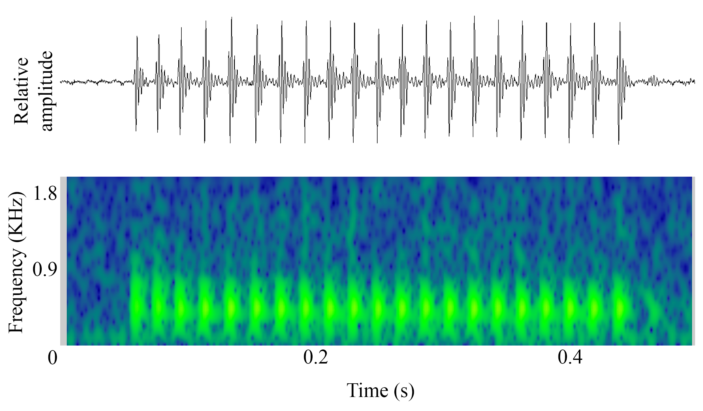 spectrogram of <i>Argyrosomus regius</i> (Meagre) making the sound Unnamed