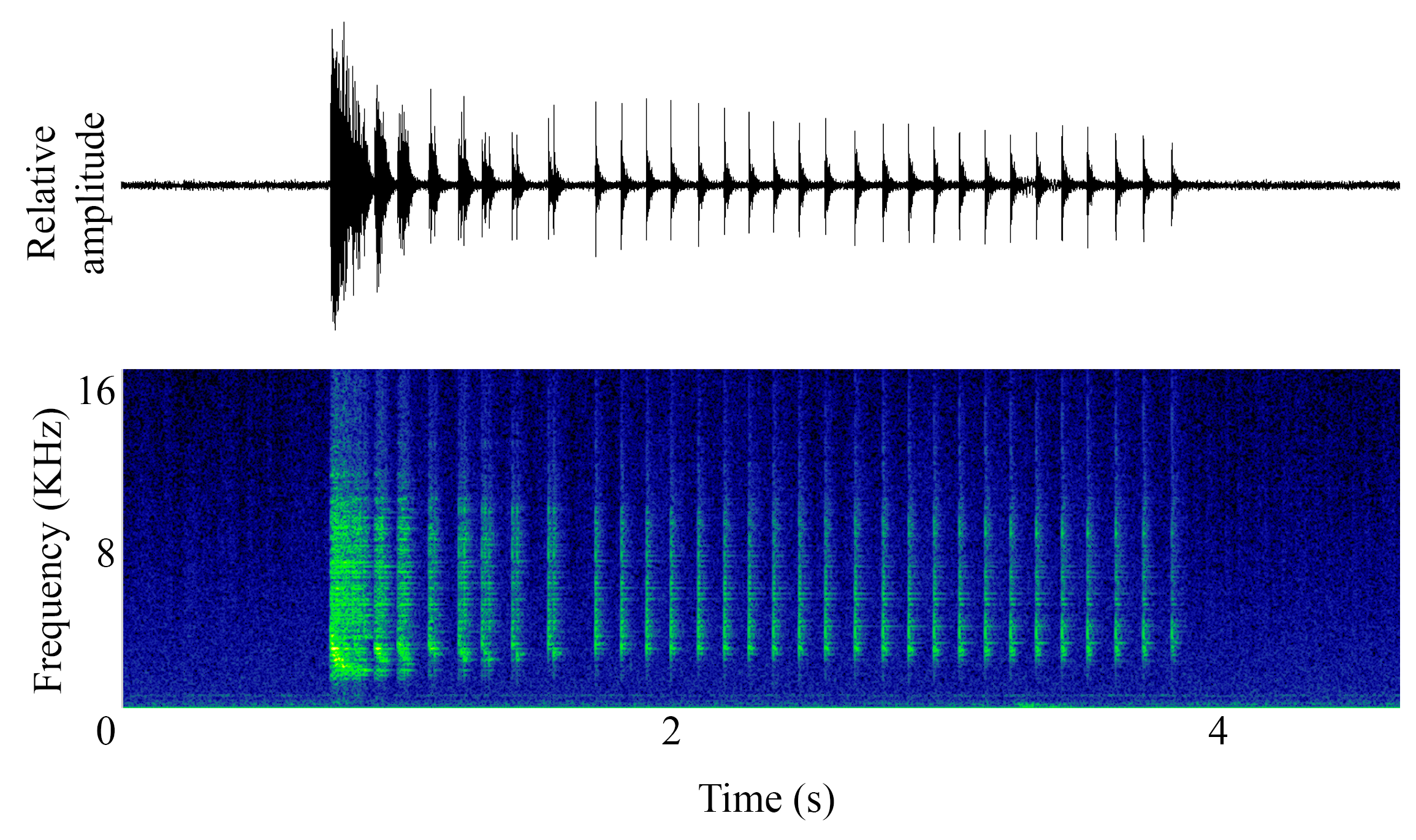 spectrogram of <i>Clupea pallasii</i> (Pacific herring) making the sound FRT